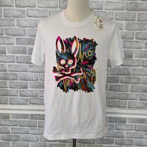 Psycho Bunny NWT White Graphic Tee Pima Cotton Skull Bunny Art Logo Men’s M